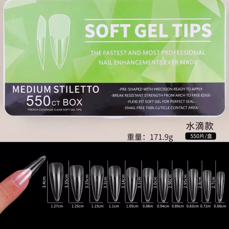 Soft Gel Tips Medium Stiletto