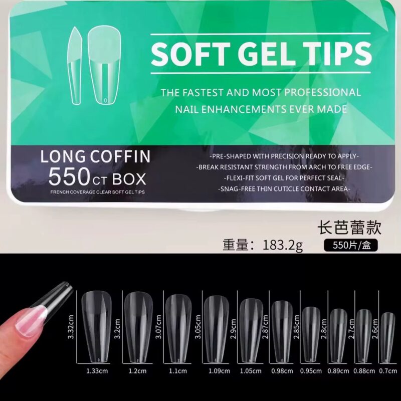 Soft Gel Tips Long Coffin