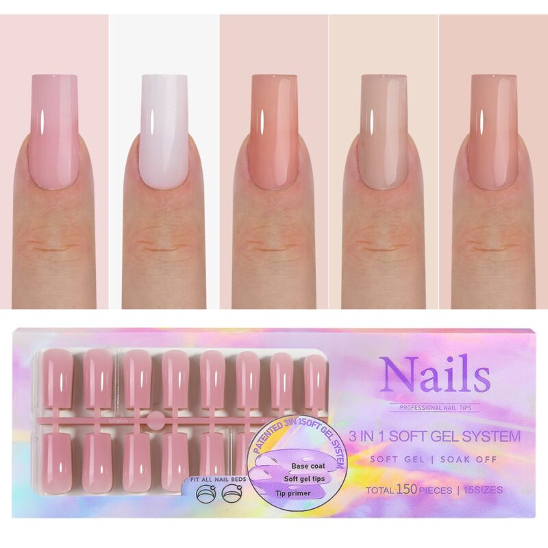 Capsules Pose américaine/ Gel X Tips Long squared nude