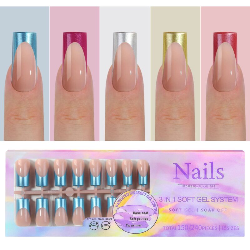 Capsules Pose américaine/ Gel X Tips Long squared Mixed colors