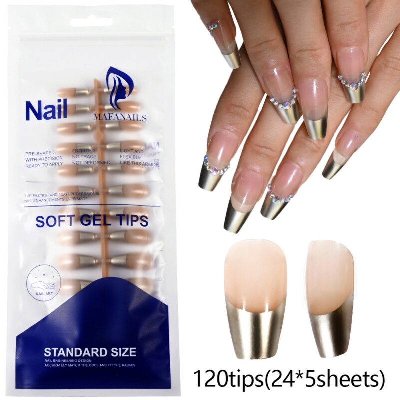 Mafana Softgel Tips Short medium Ballerina golden French 120pcs