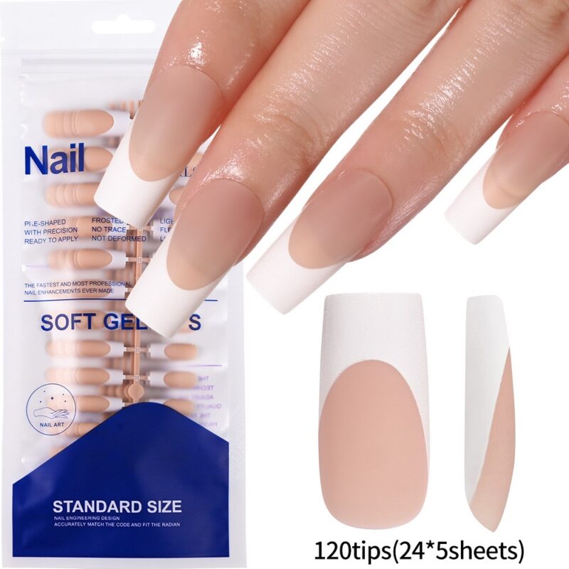 Mafana Softgel Tips Long Nude white French squared 120pcs