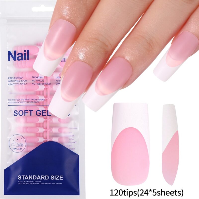 Mafana Softgel Tips Long Pink white French squared