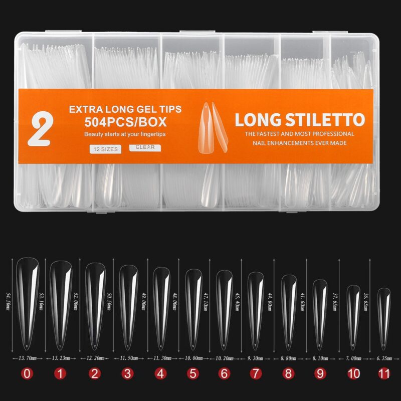 Gel Tips Long Stiletto 504 Pcs