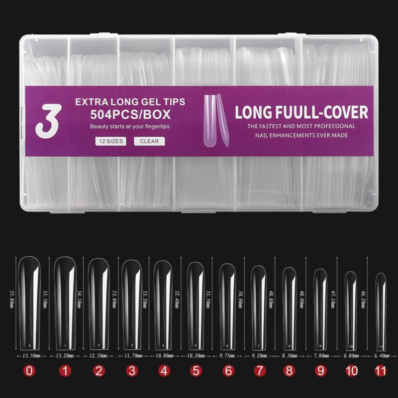 Gel Tips Long Full-Cover 504 Pcs