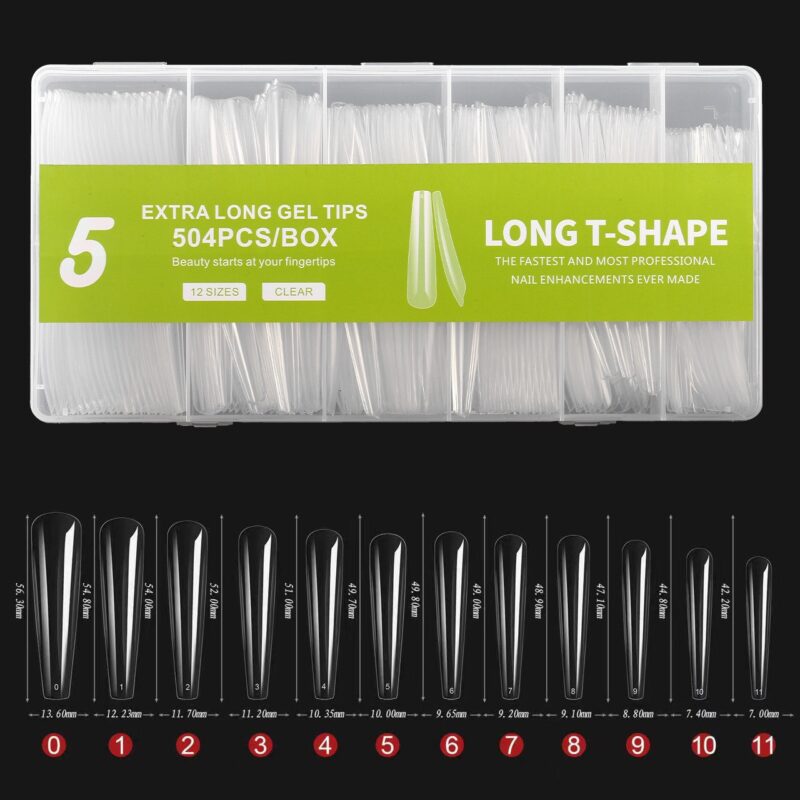 Gel Tips Long T-Shape 504 Pcs