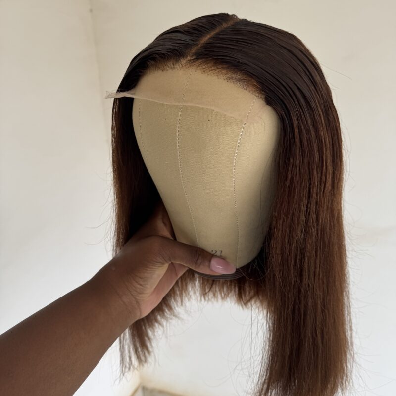 SDD Chocolate Brown Human Hair Wig 5x5 Closure 16inches