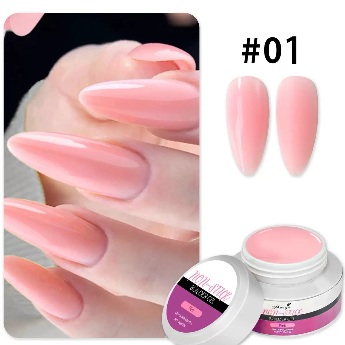 Monja Non Stick Builder Gel Pink 60g