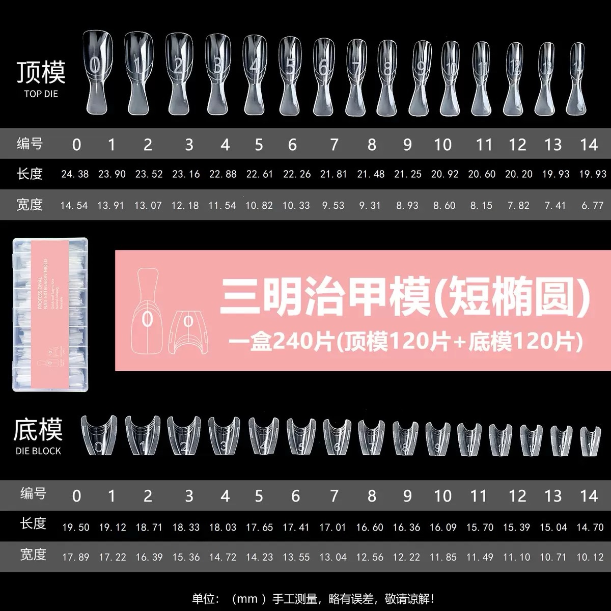 Professional Nail Extension Mold short Round