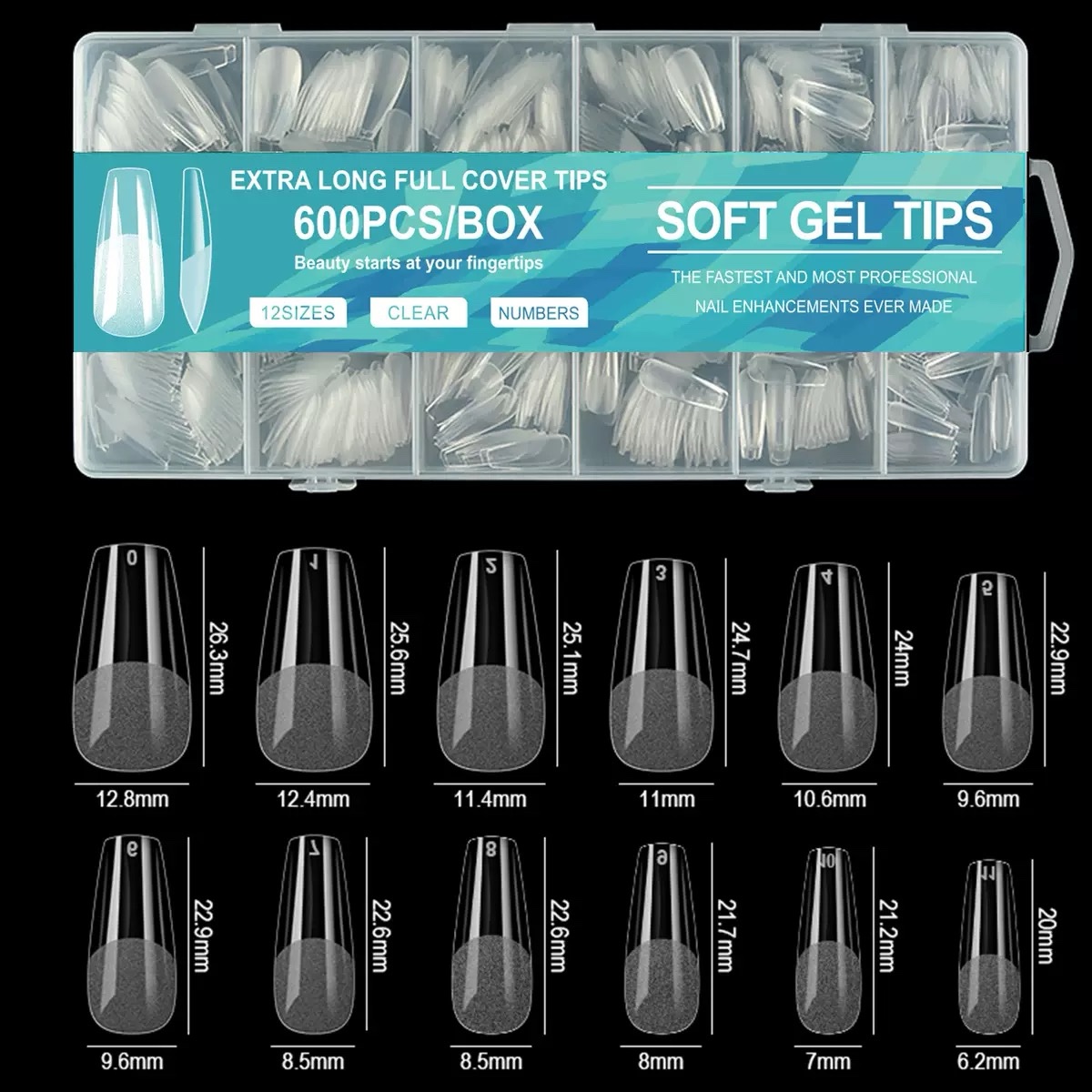Extra Long Full Cover Tips 600Pcs Ballerina
